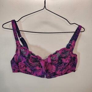 Aubade Underwired Love Circus Lace Bow Pink And Purple Bra - 38c - R215